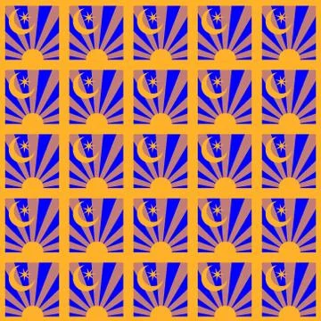 Vector illustration background image seamless sun blue background rays of Ram Stock Illustration