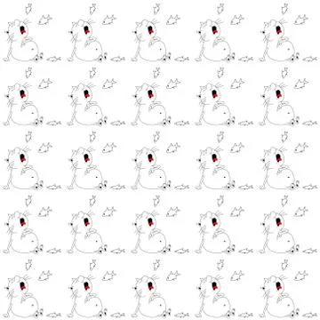 Vector illustration background image of a set of cats holding their belly wit Stock Illustration