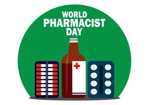 Vector illustration of a background for World Pharmacist Day 스톡 일러스트