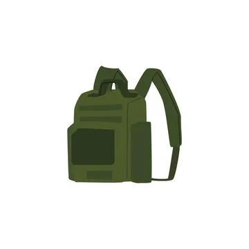 Vector illustration of backpack, bag in green color isolated on white background イラスト素材