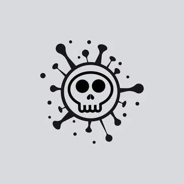 Vector illustration bacterium virus in the shape of a Skull shape Covid-19 co Stock Illustration