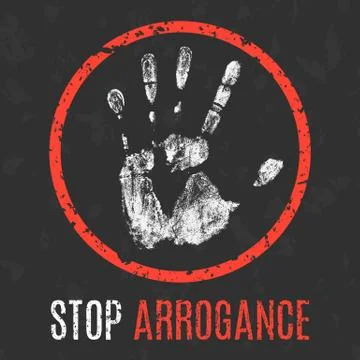 Vector illustration. The bad character traits. Stop arrogance. イラスト素材