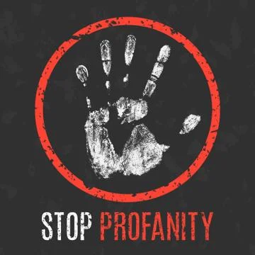 Vector illustration. The bad character traits. Stop profanity sign. 스톡 일러스트