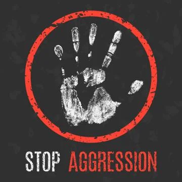 Vector illustration. The bad character traits. Stop aggression. Stock Illustration