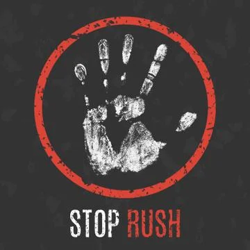 Vector illustration. The bad character traits. Stop rush sign. Stock Illustration