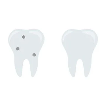 Vector illustration. A bad tooth and a healthy tooth. Stock Illustration