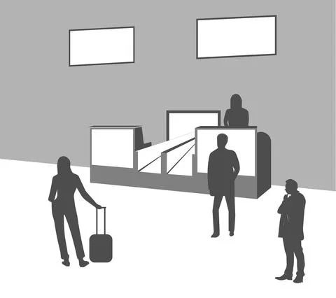 Vector illustration of baggage check in before boarding the plane. Stock Illustration