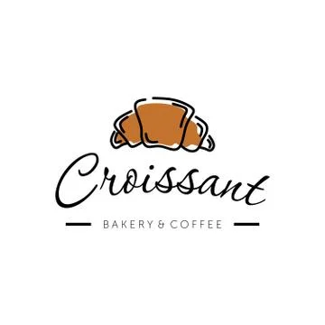 Vector illustration of a bakery shop logo icon, with home made croissant Stock Illustration