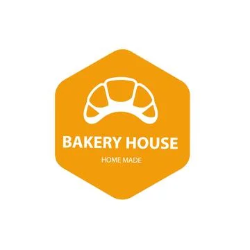 Vector illustration of a bakery shop logo icon, with home made croissant Illustrazione stock