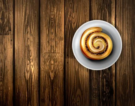 Vector illustration of baking roll with cinnamon 库存插图