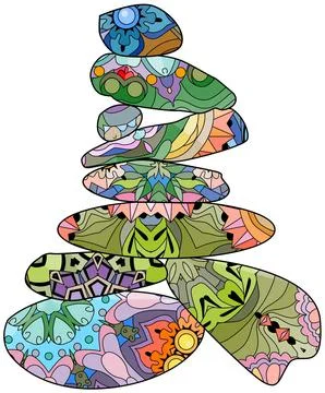 Vector Illustration of balance made of colored stones. Illustrazione stock