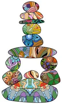 Vector Illustration of balance made of colored stones. Stock Illustration
