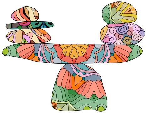 Vector Illustration of balance made of colored stones. Иллюстрация