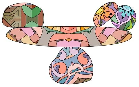 Vector Illustration of balance made of colored stones. Stock Illustration