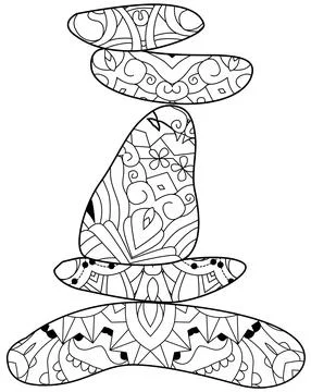 Vector Illustration of balance made of decorative stones for coloring pages. Ilustración de archivo