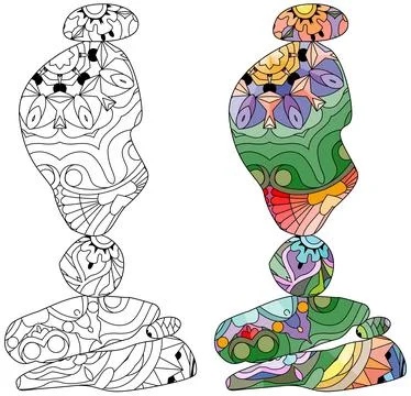 Vector Illustration of balance made of decorative stones for coloring pages. Stock Illustration