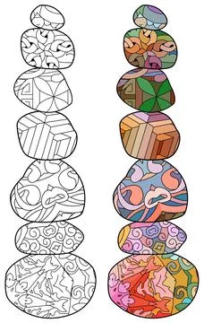 Vector Illustration of balance made of decorative stones for coloring pages Иллюстрация