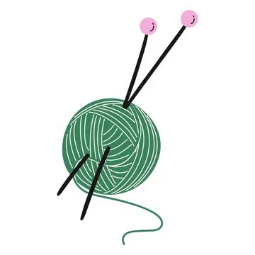 Vector illustration of ball of yarn. Knitting wool and needles. Stock Illustration