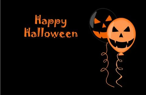 Vector illustration of balloons on a black background. Happy Halloween concep Stock Illustration