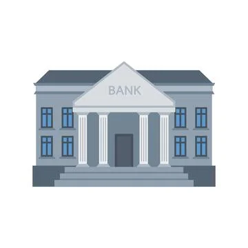 Vector illustration of bank building in flat design. Stock Illustration
