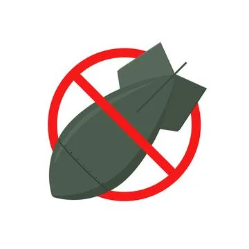 Vector illustration of banned falling nuke bomb. Stock Illustration