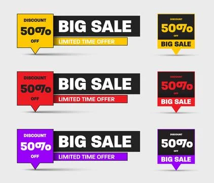 Vector illustration of a banner with bright geometric elements, a set of fl.. Stock Illustration