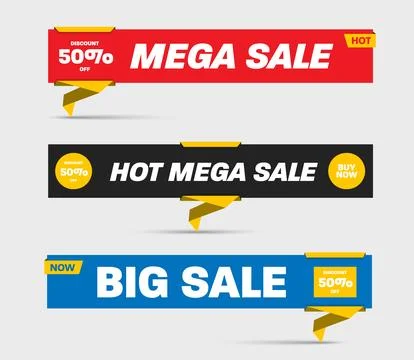 Vector illustration of a banner with geometric elements, with a mega hot sa.. Stock Illustration