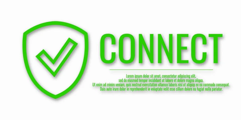 Vector illustration of banner with secure connection concept. Word CONNECT .. Stock Illustration