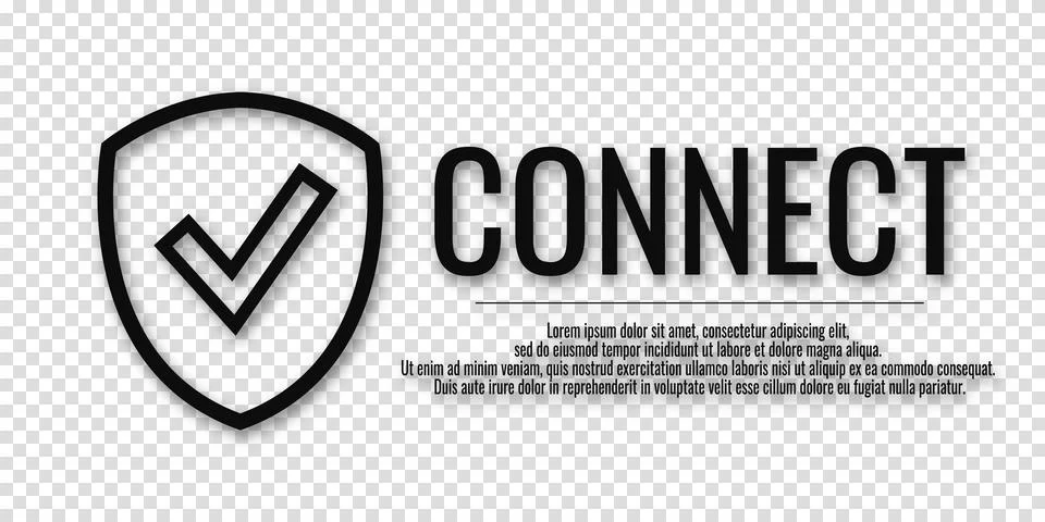 Vector illustration of banner with secure connection concept. Word CONNECT .. Stock Illustration