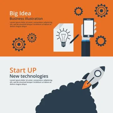 Vector illustration of a banner start up Stock Illustration