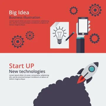 Vector illustration of a banner start up Stock Illustration