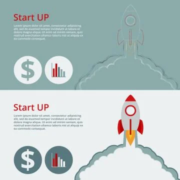Vector illustration of a banner start up Stock Illustration