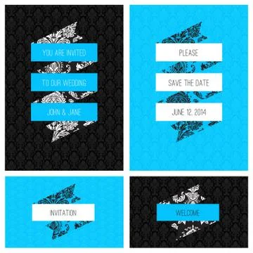 Vector illustration of banner wedding invitation set Illustrazione stock