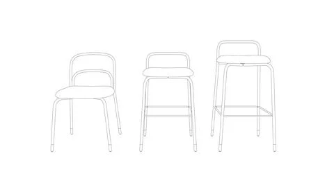 Vector illustration Bar stool icons set of contours. Chair bench. Club furniture Stock Illustration