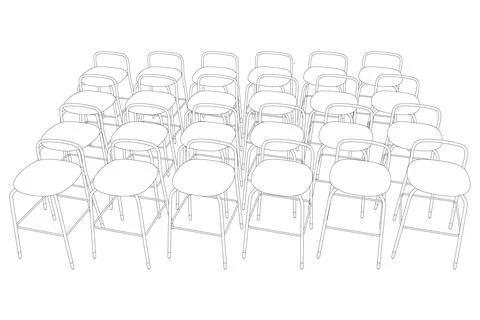 Vector illustration Bar stool icons set of contours. Chair bench. Club furniture Illustrazione stock
