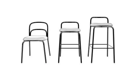 Vector illustration Bar stool icons set of contours. Chair bench. Club furniture Illustrazione stock