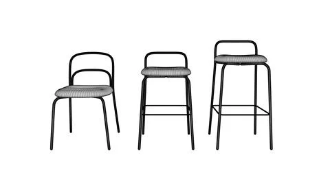 Vector illustration Bar stool icons set of wireframe. Chair bench. Club Illustrazione stock