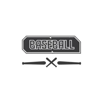 Vector illustration of baseball black logo text in black and illustration of  Stock Illustration