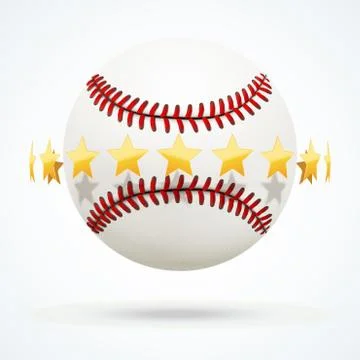 Vector illustration of baseball leather ball with golden stars Stock Illustration