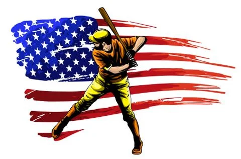 Vector illustration of a baseball player hitting the ball. Beautiful sport Stock Illustration