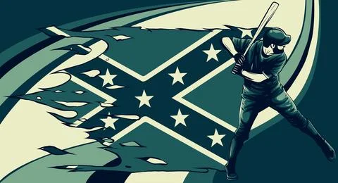 Vector illustration of Baseball player with northerner flag Stock Illustration