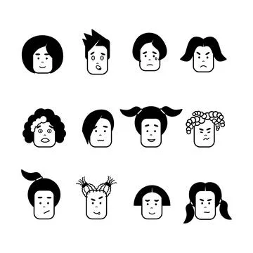 Vector illustration of basic emotions and other in cartoon comic style. Diver Stockillustratie
