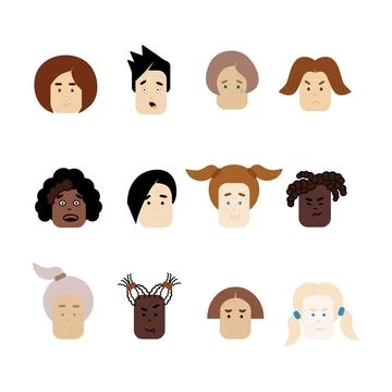 Vector illustration of basic emotions and other in cartoon comic style. Diver Stock Illustration