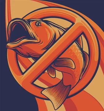 Vector illustration of bass fish in colored background Stock Illustration