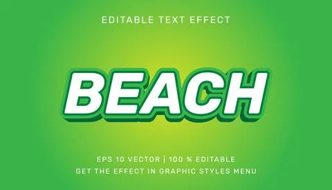 Vector illustration of Beach 3d editable text effect template Stock Illustration