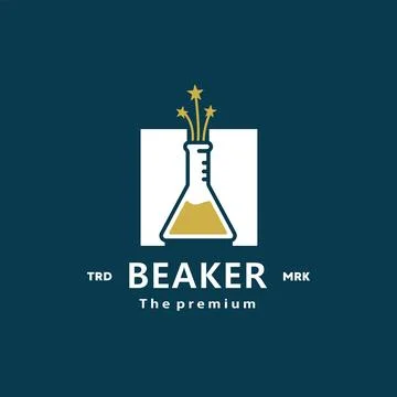 Vector illustration of beaker logo icon with star splash Stock Illustration