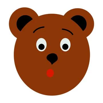 Vector illustration of bear head in cartoon flat childish style Stock Illustration