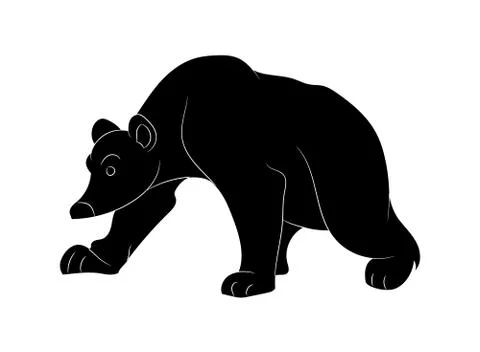 Vector illustration of a bear standing, drawing silhouette, vector Stock-Illustration