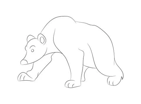 Vector illustration of a bear standing, line drawing, vector Illustrazione stock