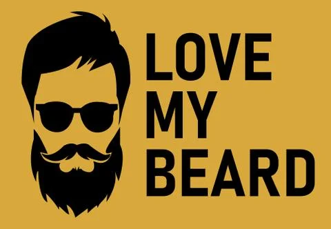 Vector illustration. Bearded man with silhouette face and text - love my beard Stock Illustration